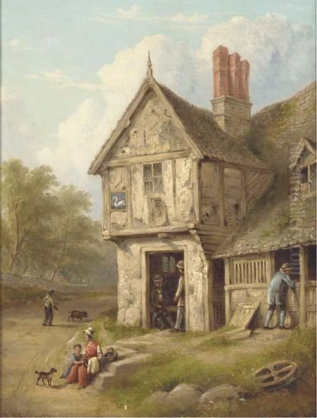 Figures At A Country Inn Oil Painting by William Rickarby Miller