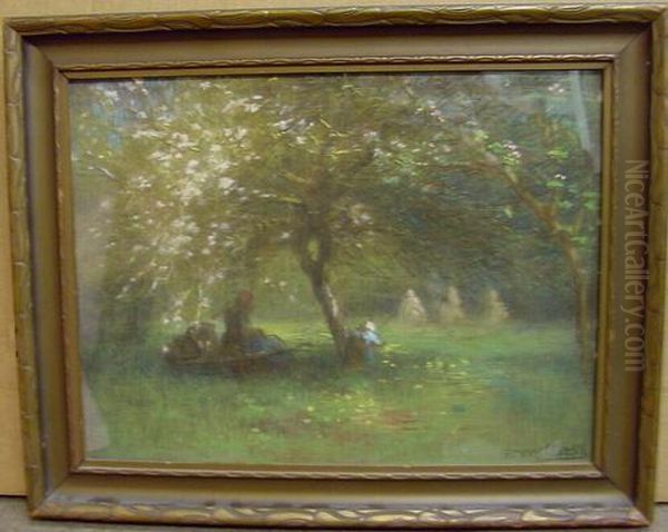 In The Apple Orchard Oil Painting by Jean-Francois Millet