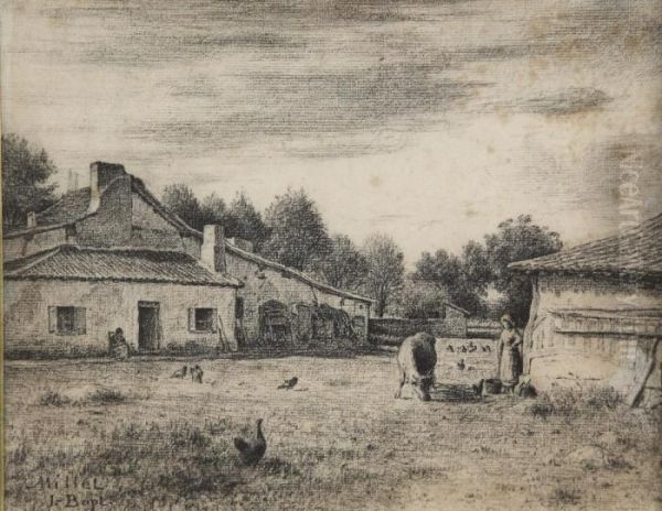 Cour De Ferme Oil Painting by Jean-Francois Millet