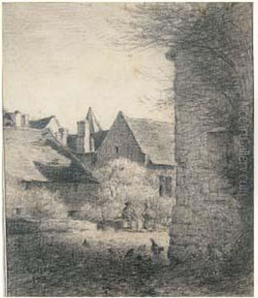 La Ferme Oil Painting by Jean-Francois Millet