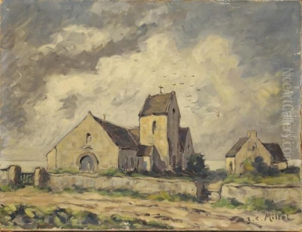 L'eglise De Greville Oil Painting by Jean-Charles Millet