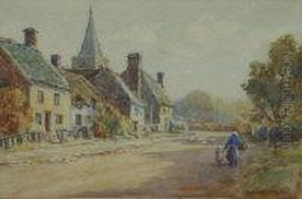 Fenny Compton Village, Near Banbury Oil Painting by James W. Milliken