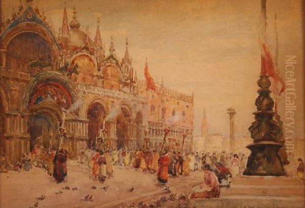 View Of The Santa Maria Della Salute Oil Painting by James W. Milliken