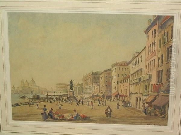 The Victor Emmanuel Statue, Venice Oil Painting by James W. Milliken