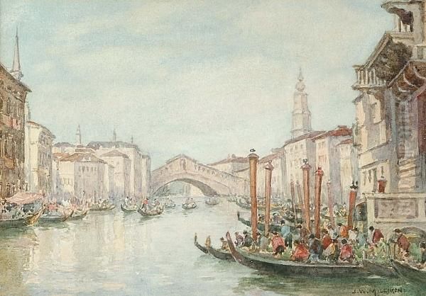 The Riva, Venice Oil Painting by James W. Milliken