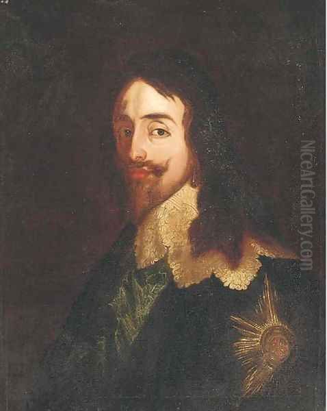 Portrait of King Charles I (1600-1649), quarter-length, wearing the Order of the Garter Oil Painting by Sir Anthony Van Dyck