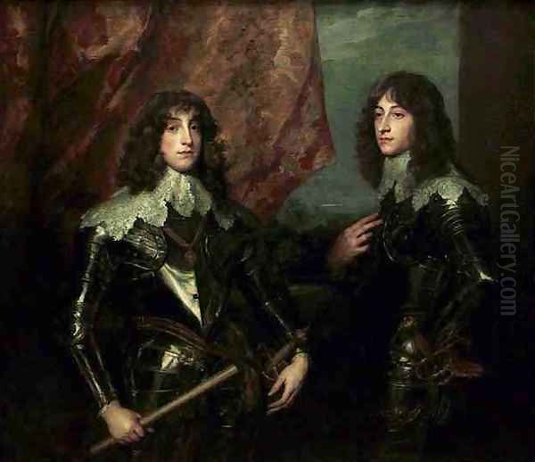 Portrait of the Palatine Princes Charles Louis I and His Brother Robert Oil Painting by Sir Anthony Van Dyck