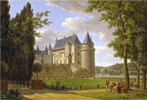 View Of The Chateau De La Guerche Oil Painting by Alexandre Louis R. Millin Du Perreux