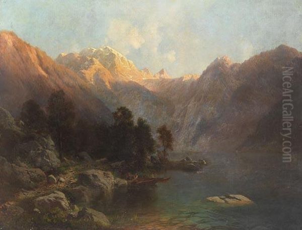 Der Konigssee Mit Sankt Bartholoma Oil Painting by Karl Millner