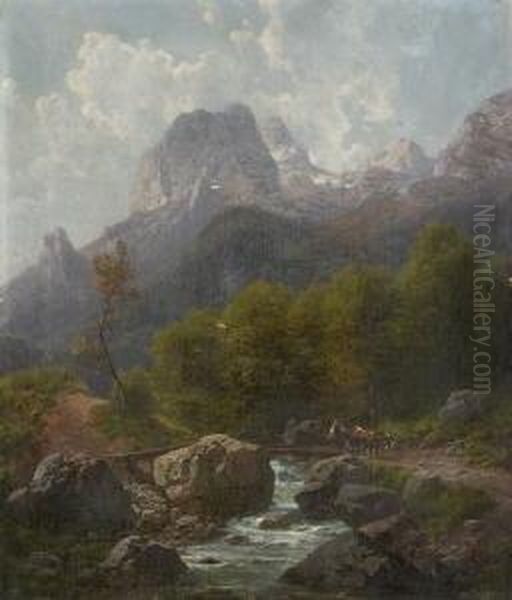 In Der Ramsau. Oil Painting by Karl Millner