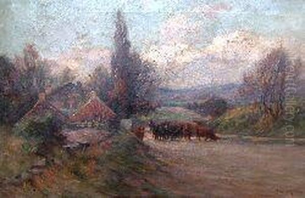 The Herd Coming Home Oil Painting by Joseph Milner