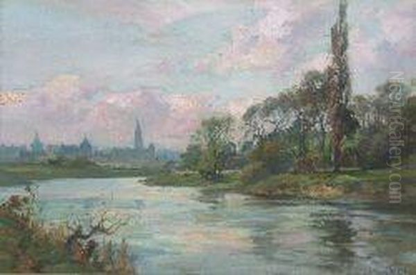 Perth From The River Tay Oil Painting by Joseph Milner