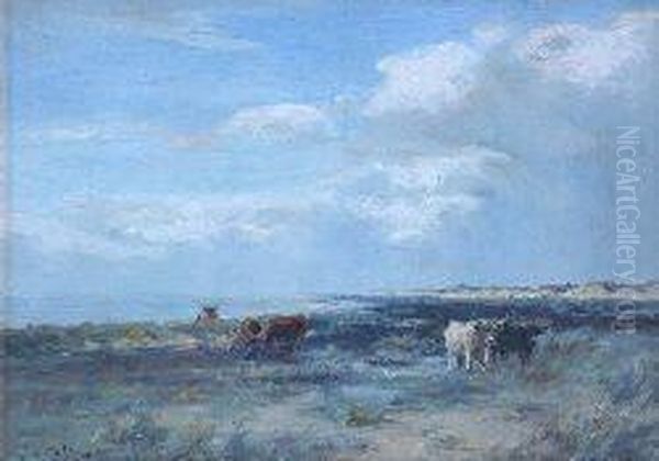 Cattle Amongst The Dunes Oil Painting by Joseph Milner