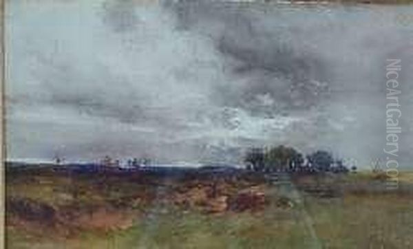 Moorland Landscape, Cloudy Skies Oil Painting by Joseph Milner