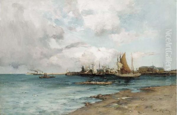 A West Coast Fishing Village Oil Painting by Joseph Milner