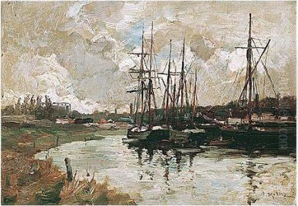 Perth Harbour Oil Painting by Joseph Milner