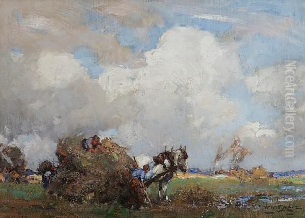 Harvesting Oil Painting by William Watt Milne