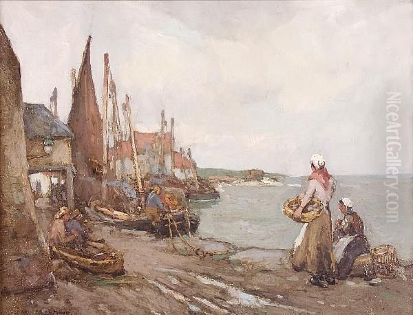 Pittenweem Harbour Oil Painting by William Watt Milne