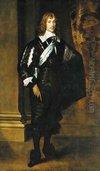 Portrait of James Stuart, 4th Duke of Lennox and 1st Duke of Richmond (1612-1655), full-length, wearing the Star and Sash of the Order of the Garter Oil Painting by Sir Anthony Van Dyck