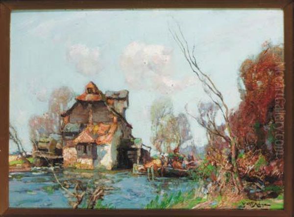 Old Mill On The Ouse Oil Painting by William Watt Milne