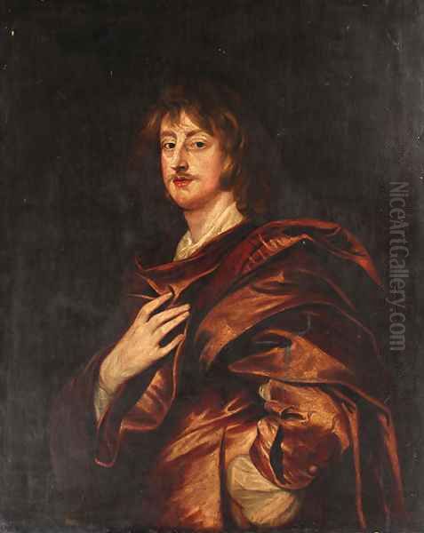 Portrait of Philip, 5th Earl of Pembroke, half-length, in a red cloak Oil Painting by Sir Anthony Van Dyck