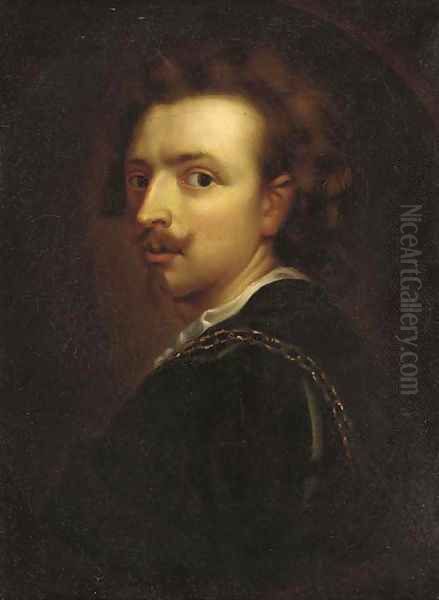 Portrait of the artist in a feigned oval Oil Painting by Sir Anthony Van Dyck