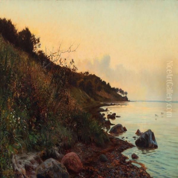 Coastal Scenery From Moesgaard Strand Oil Painting by Carl Milton Jensen