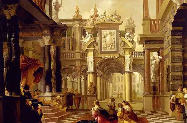 Solomon Receiving The Queen Of Sheba Oil Painting by Dirck Van Delen