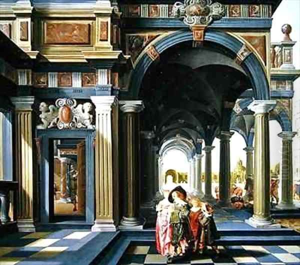 Elegant figures in a loggia1 Oil Painting by Dirck Van Delen