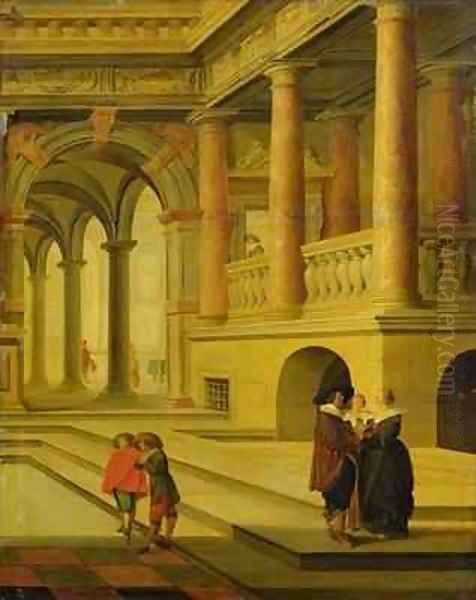 Palace Courtyard Oil Painting by Dirck Van Delen