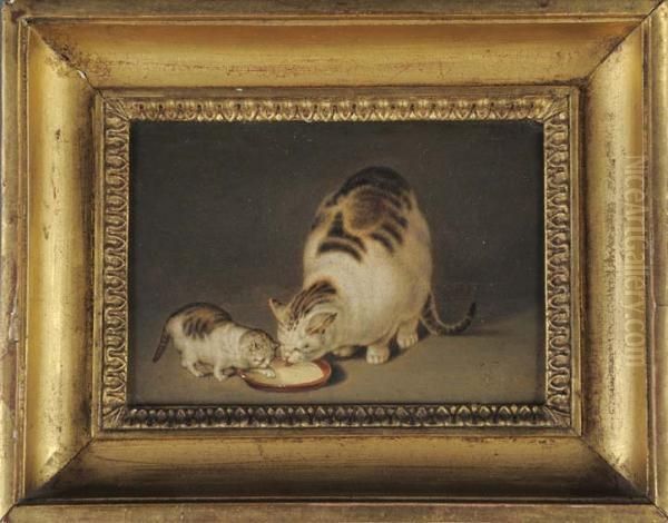 Chatte Et Chaton Oil Painting by Gottfried Mind