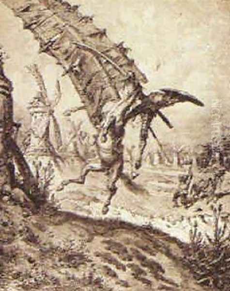 Don Quixote and the Windmill Oil Painting by Gustave Dore