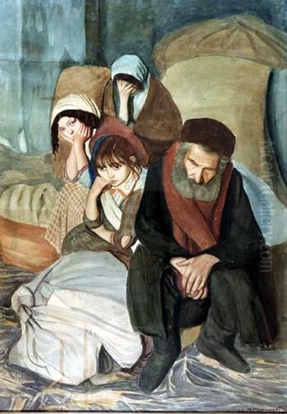 The Refugees Oil Painting by Maurice Minkowski