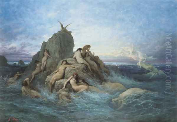 Les Océanides (Les Naiades de la mer) (Oceanides (Naïads of the Sea)) Oil Painting by Gustave Dore