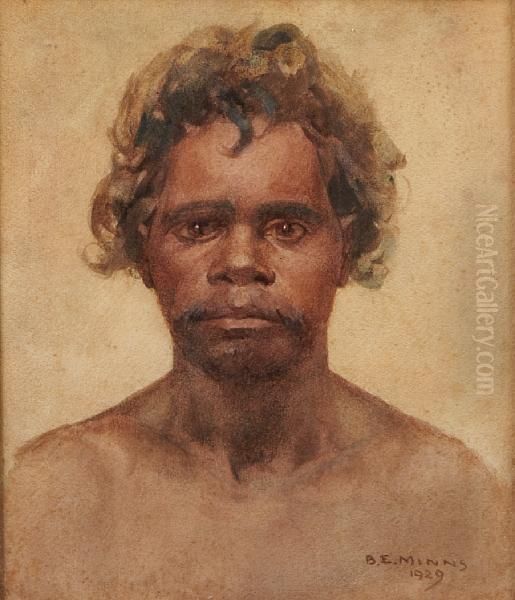 Portrait Of An Aboriginal Man Oil Painting by Benjamin Edwin Minns