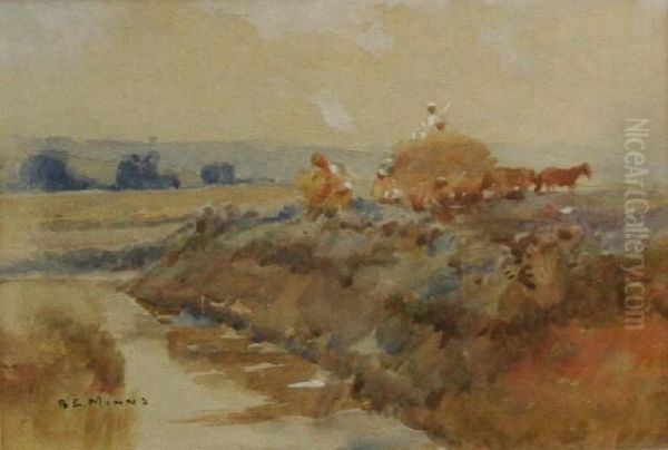 Harvest Scene Oil Painting by Benjamin Edwin Minns