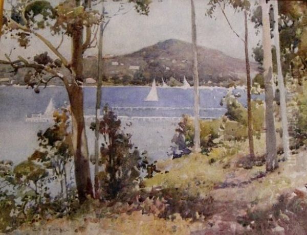 Pittwater And Lion Island 1936 Oil Painting by Benjamin Edwin Minns