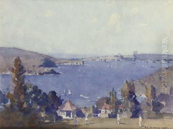 A Sunny Bay Near Sydney Habour Oil Painting by Benjamin Edwin Minns