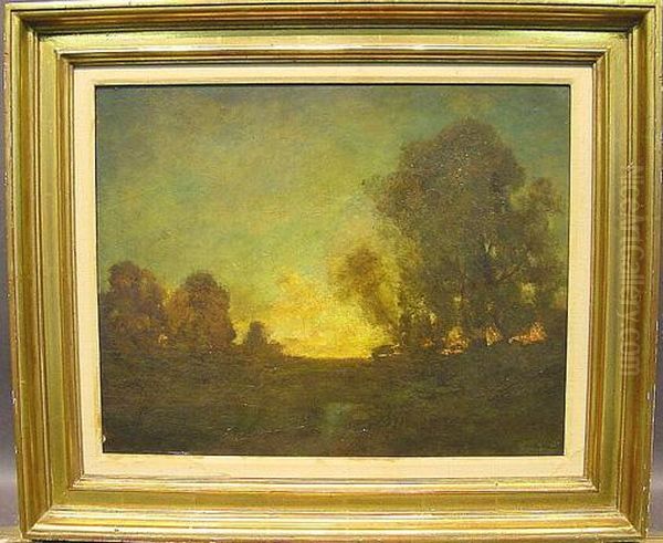 Sunset On Long Island Sound Oil Painting by Robert Crannell Minor