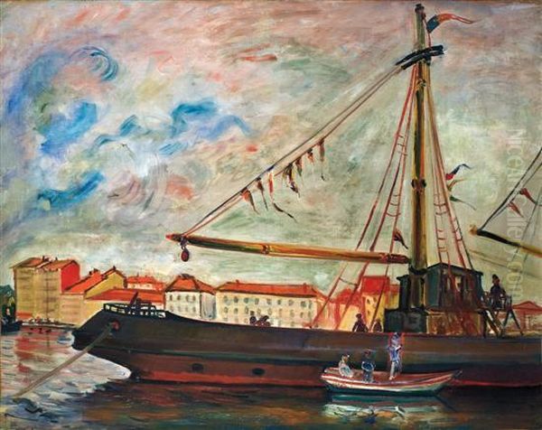 The Port Oil Painting by Abraham Mintchine