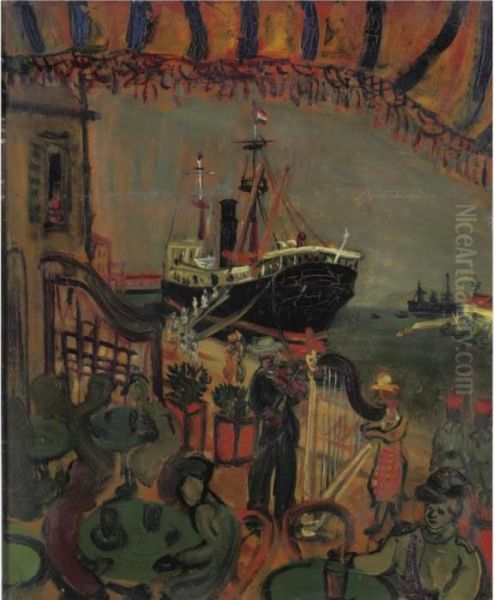 Le Depart Pour La Corse (le Port De Le Havre) Oil Painting by Abraham Mintchine