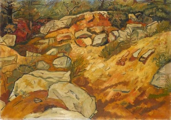 Rocks And Shingle Oil Painting by Abraham Mintchine