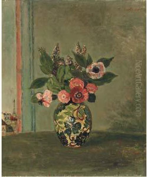 Vase De Fleurs, Paris Oil Painting by Abraham Mintchine