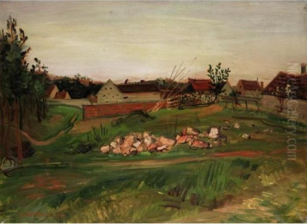 French Farm Oil Painting by Abraham Mintchine