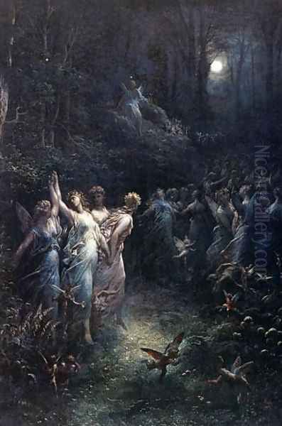 La Parque et L'Amour Oil Painting by Gustave Dore