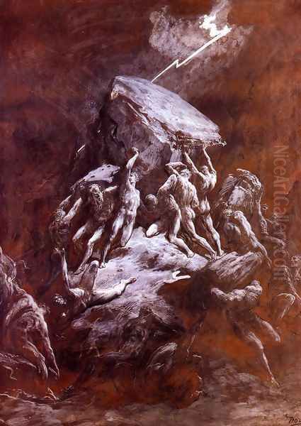 La Chute Des Titans (The Clash of the Titans) Oil Painting by Gustave Dore