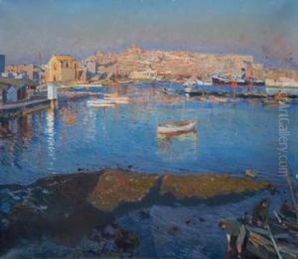 Puerto De Tarragona Oil Painting by Joaquin Mir Trinxet