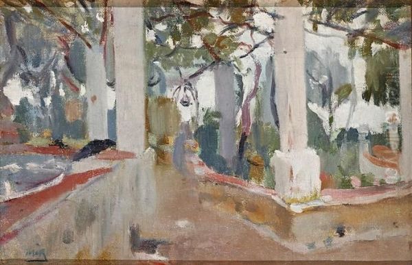 Un Patio Oil Painting by Joaquim Mir