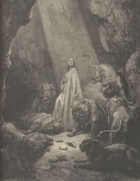 Daniel In The Lion's Den Oil Painting by Gustave Dore