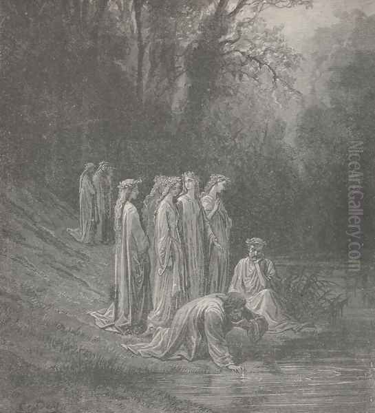 Lethe's water hath not hid it from him. (Canto XXXIII., line 130) Oil Painting by Gustave Dore